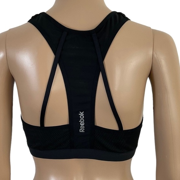 Reebok Support Black Athletic Mesh Back Racerback Bra size Medium - Picture 3 of 8